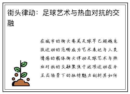 街头律动：足球艺术与热血对抗的交融