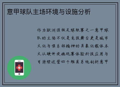 意甲球队主场环境与设施分析